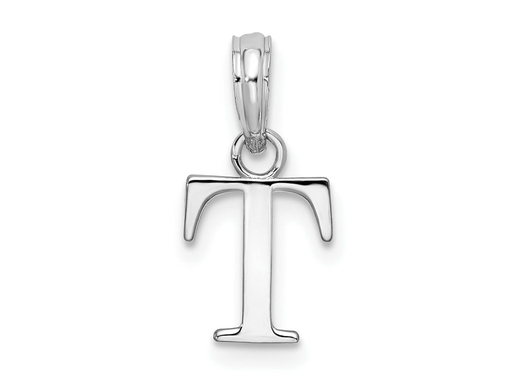 FJC Finejewelers 925 Sterling Silver Rhodium Plated Polished Block Initial -T- Charm