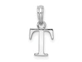 FJC Finejewelers 925 Sterling Silver Rhodium Plated Polished Block Initial -T- Charm