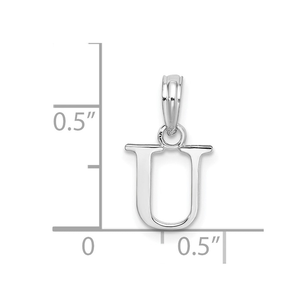 FJC Finejewelers 925 Sterling Silver Rhodium Plated Polished Block Initial -U- Charm