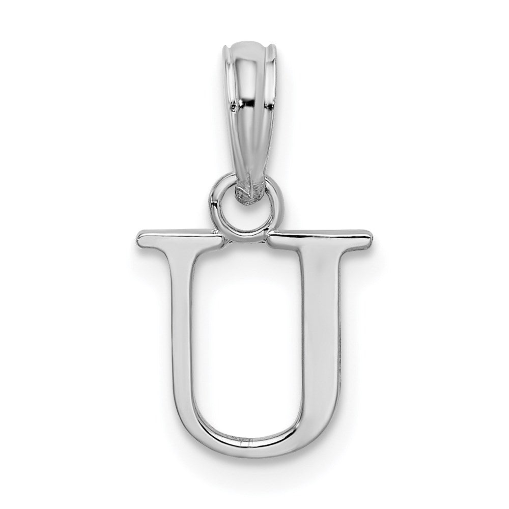 FJC Finejewelers 925 Sterling Silver Rhodium Plated Polished Block Initial -U- Charm