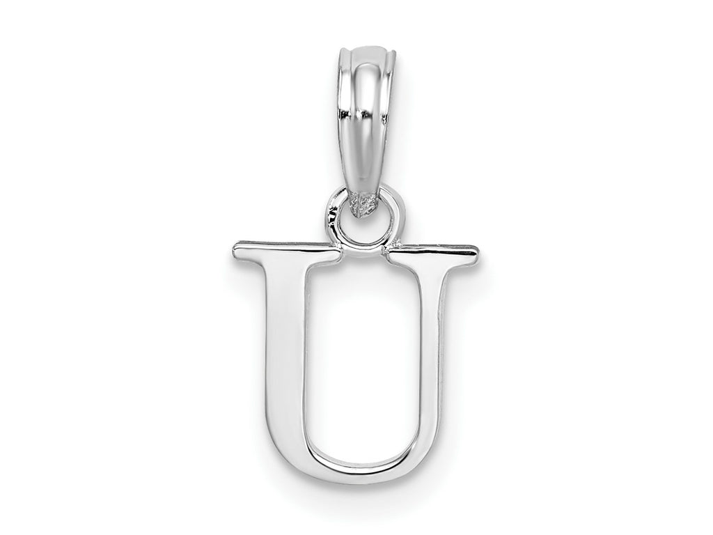 FJC Finejewelers 925 Sterling Silver Rhodium Plated Polished Block Initial -U- Charm