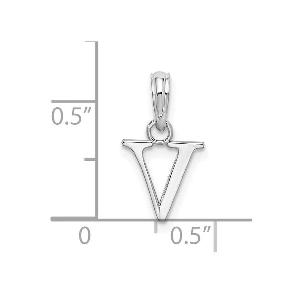 FJC Finejewelers 925 Sterling Silver Rhodium Plated Polished Block Initial -V- Charm