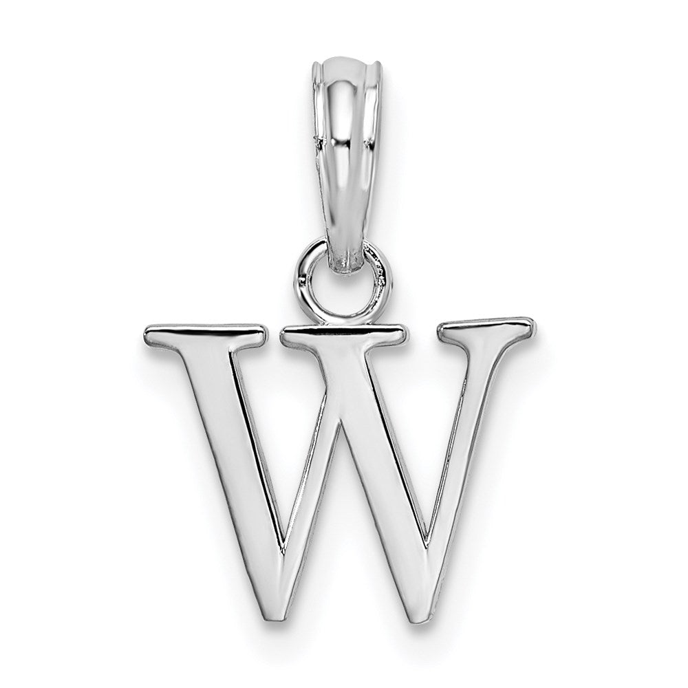 FJC Finejewelers 925 Sterling Silver Rhodium Plated Polished Block Initial -W- Charm