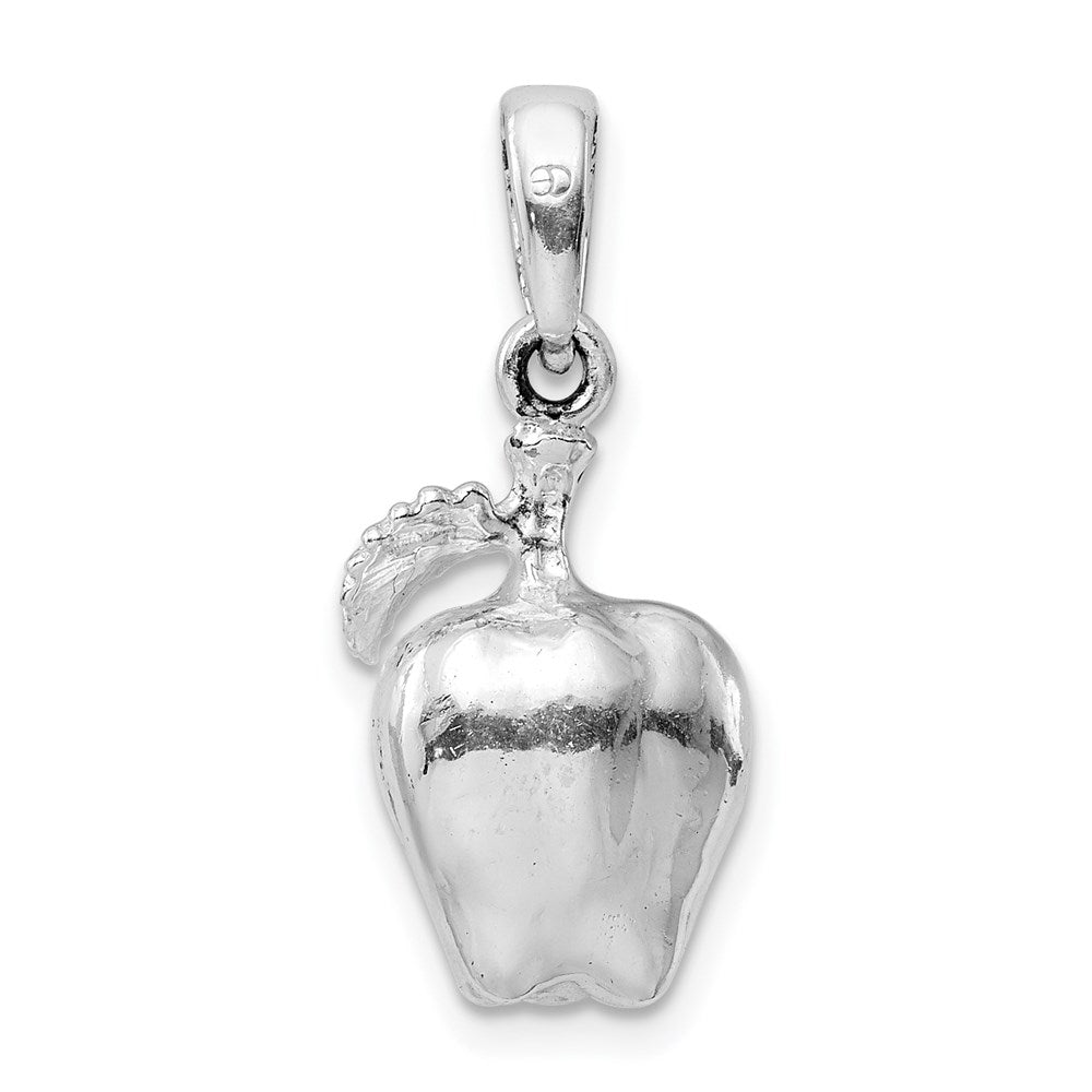 FJC Finejewelers 925 Sterling Silver Rhodium Plated Polished 3D Apple Charm 24 x 10 mm