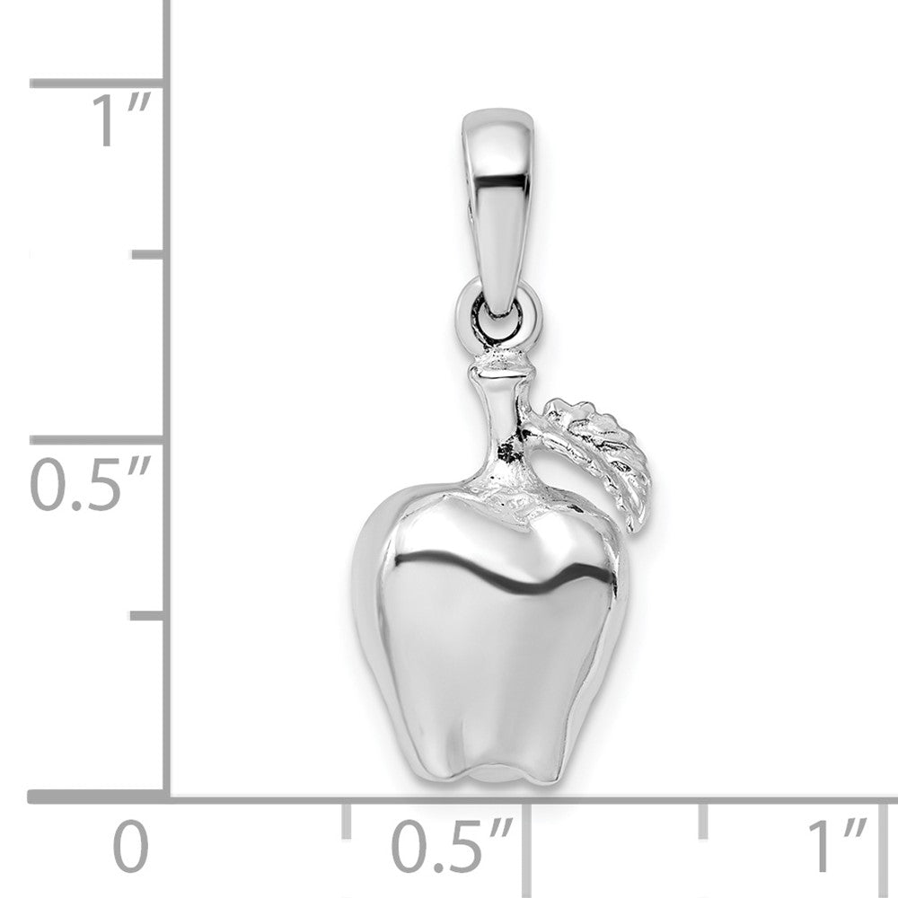 FJC Finejewelers 925 Sterling Silver Rhodium Plated Polished 3D Apple Charm 24 x 10 mm