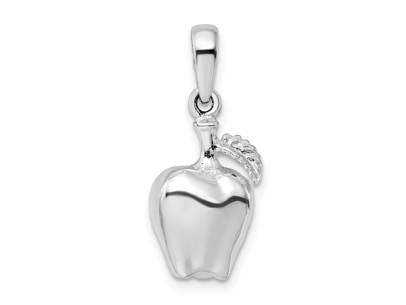 FJC Finejewelers 925 Sterling Silver Rhodium Plated Polished 3D Apple Charm 24 x 10 mm