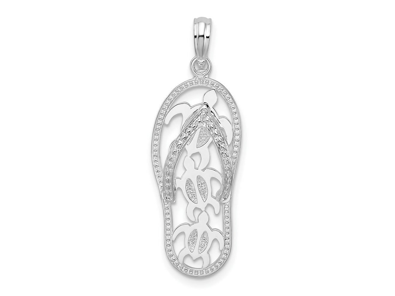FJC Finejewelers 925 Sterling Silver Rhodium Plated 3D Cut-out Turtles Flip-flop Charm 32 x 10 mm