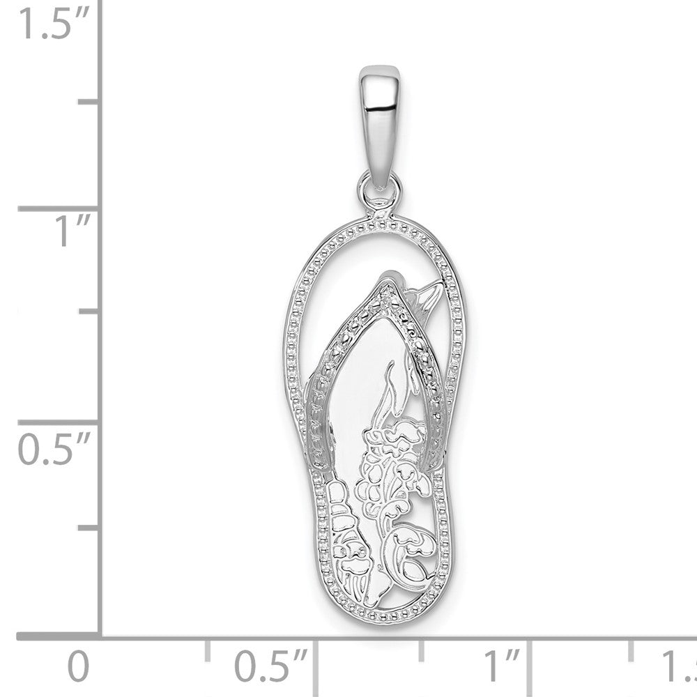 FJC Finejewelers 925 Sterling Silver Rhodium Plated 3D Cut-out Dolphin Flip-flop Charm 33 x 10 mm