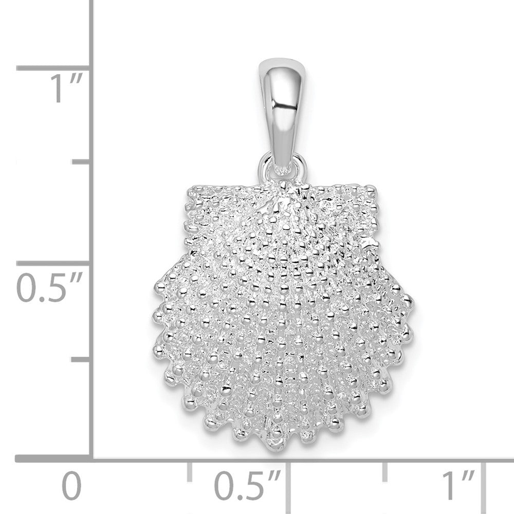 FJC Finejewelers 925 Sterling Silver Rhodium Plated Polished Beaded Scallop Shell Charm 25 x 16 mm