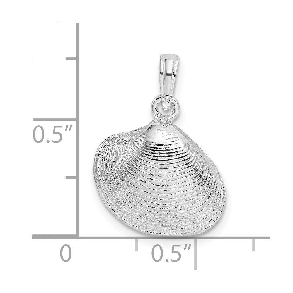 FJC Finejewelers 925 Sterling Silver Rhodium Plated Polished Clam Shell Charm 19 x 13 mm