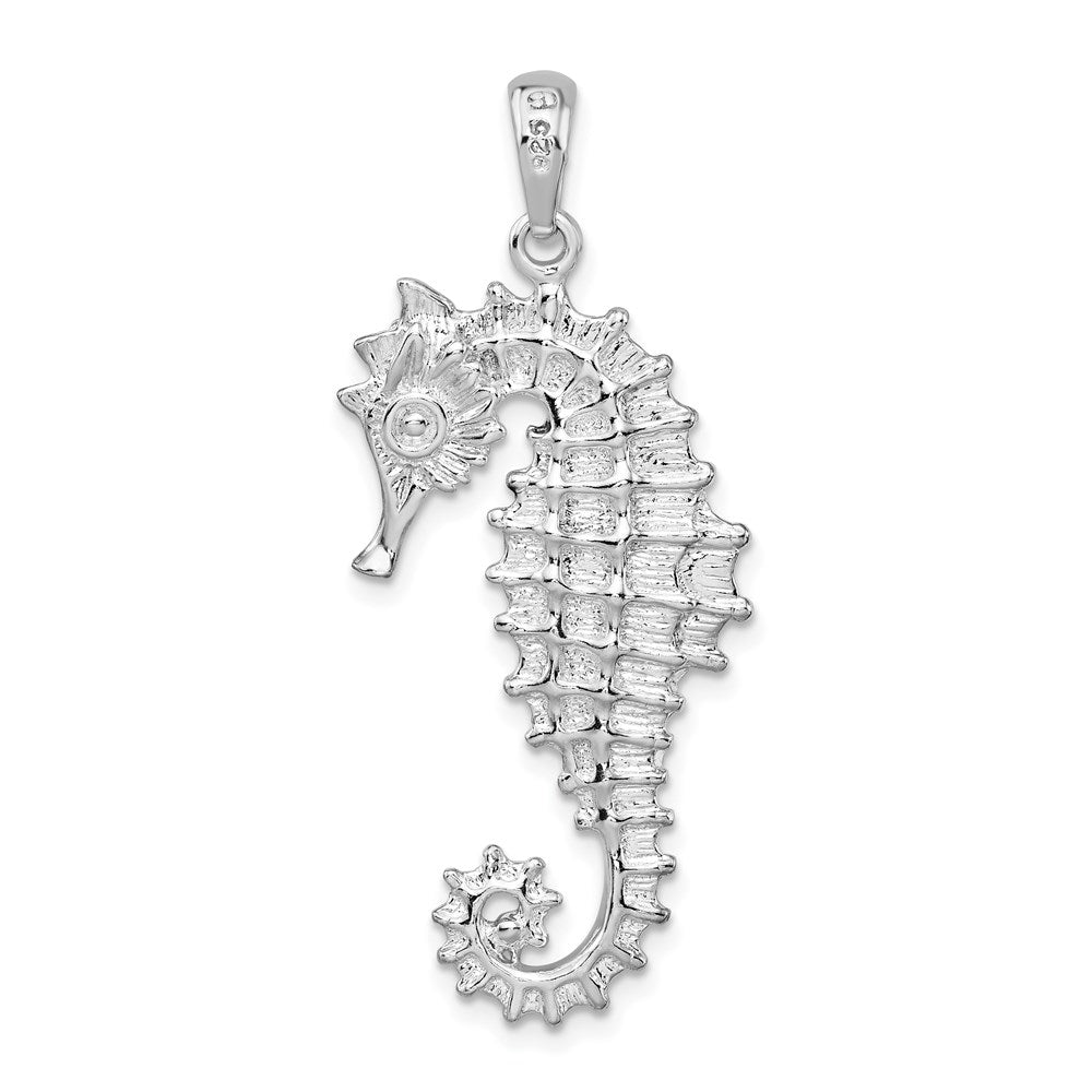 FJC Finejewelers 925 Sterling Silver Rhodium Plated Polished Textured 3D Seahorse Charm 42 x 18 mm