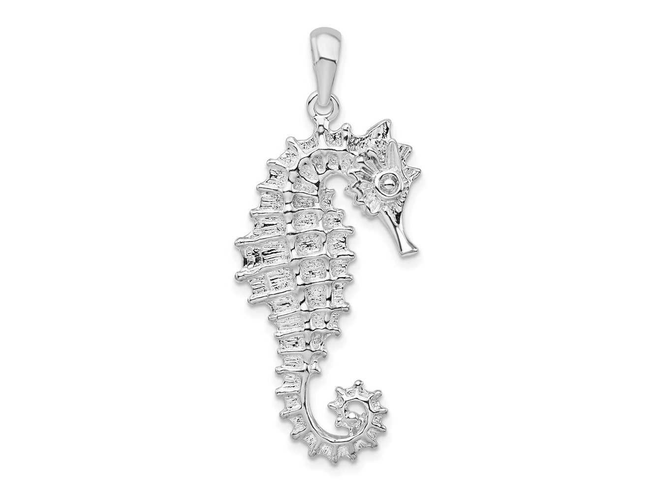 FJC Finejewelers 925 Sterling Silver Rhodium Plated Polished Textured 3D Seahorse Charm 42 x 18 mm