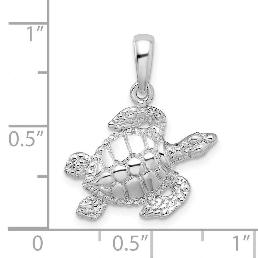 FJC Finejewelers 925 Sterling Silver Rhodium Plated Polished Large Sea Turtle Charm 22 x 18 mm