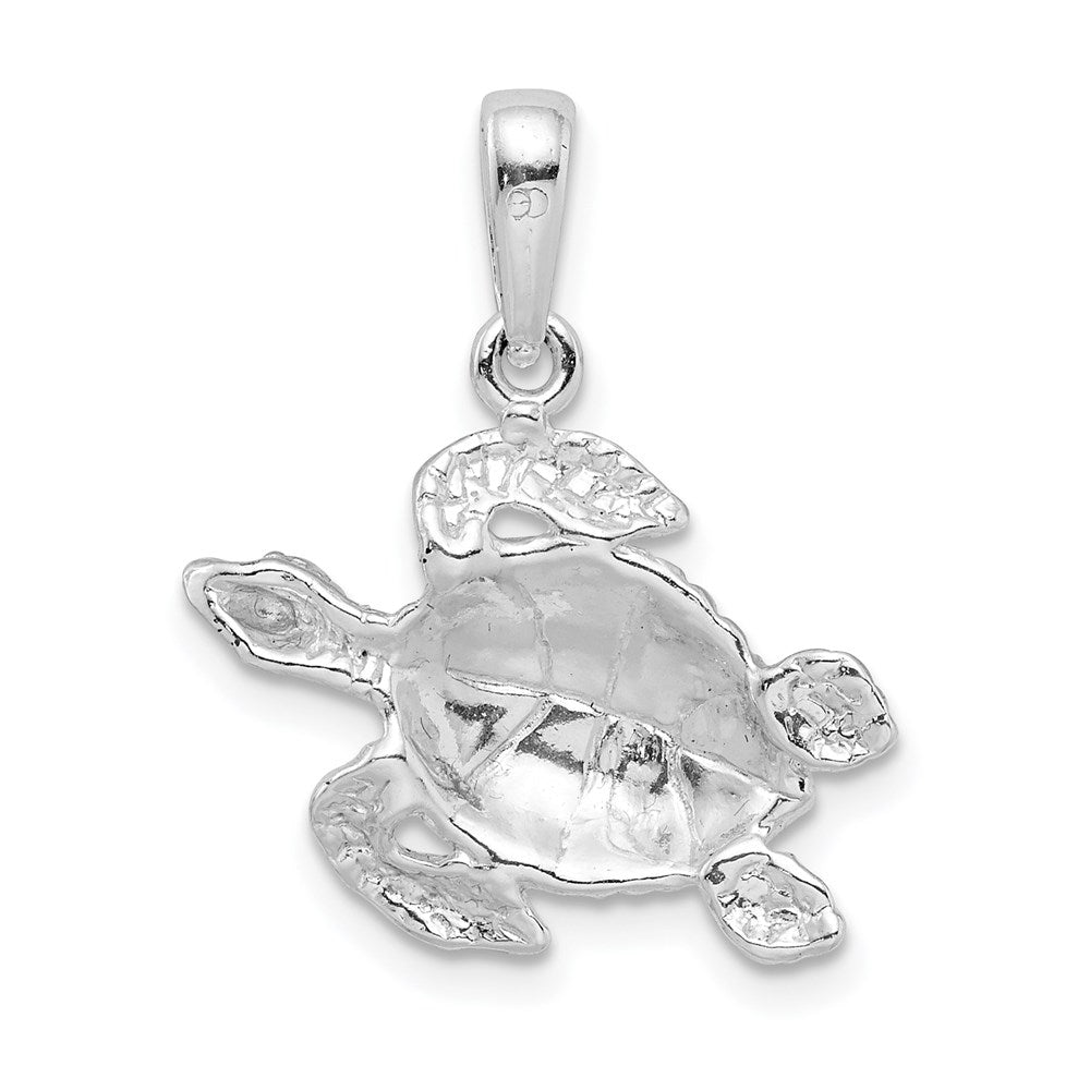 FJC Finejewelers 925 Sterling Silver Rhodium Plated Polished Large Sea Turtle Charm 22 x 18 mm