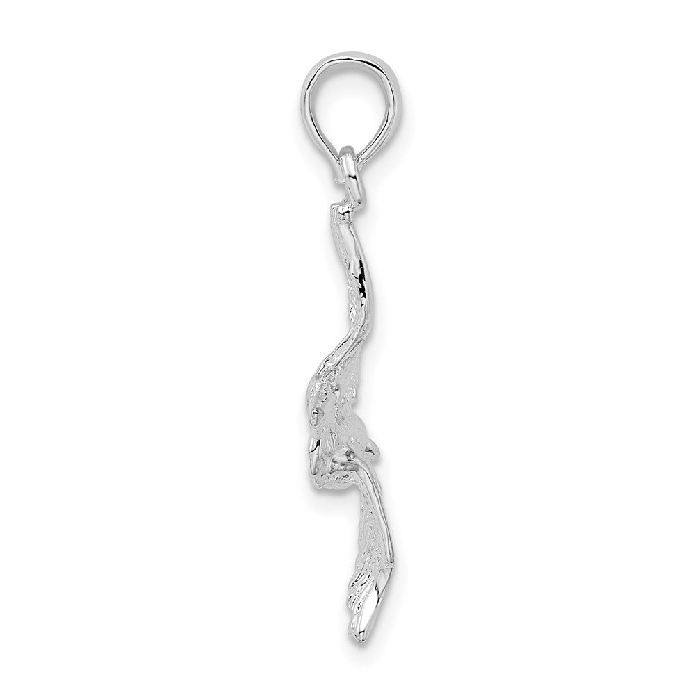 FJC Finejewelers 925 Sterling Silver Rhodium Plated Polished 3D Flying Pelican Charm 12 mm