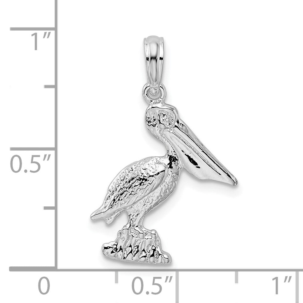 FJC Finejewelers 925 Sterling Silver Rhodium Plated Polished Standing Pelican Charm 13 mm