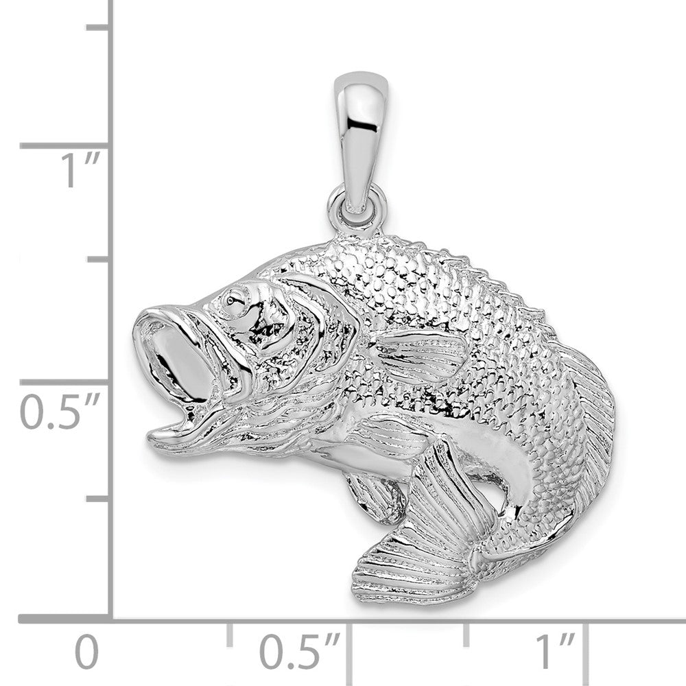 FJC Finejewelers 925 Sterling Silver Rhodium Plated Polished Jumping Bass Fish Charm 28 x 27 mm