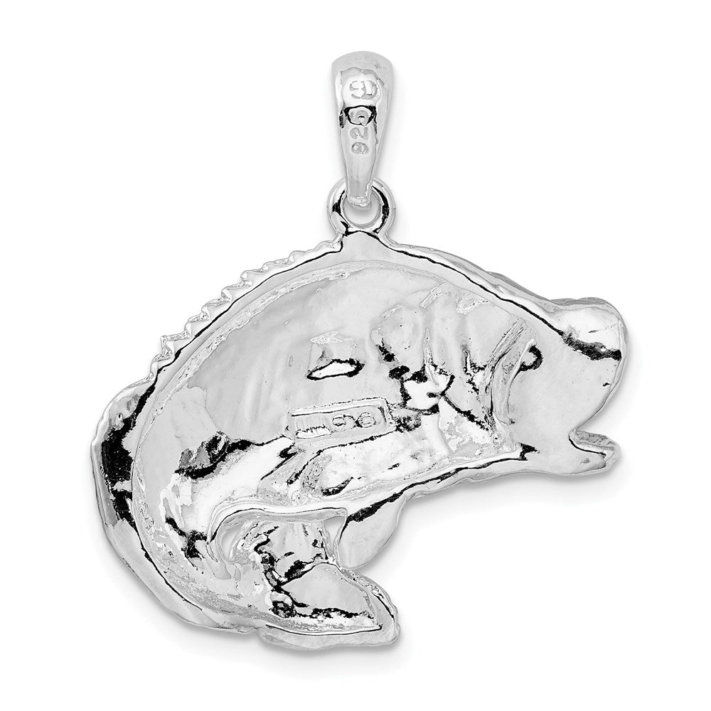 FJC Finejewelers 925 Sterling Silver Rhodium Plated Polished Jumping Bass Fish Charm 28 x 27 mm