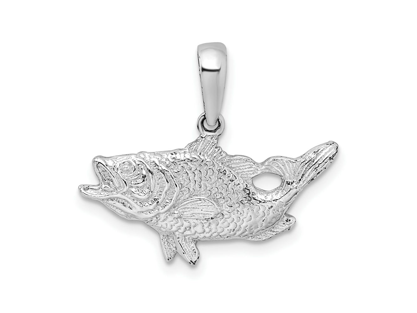 FJC Finejewelers 925 Sterling Silver Rhodium Plated Polished Open Mouth Bass Fish Charm 20 x 23 mm