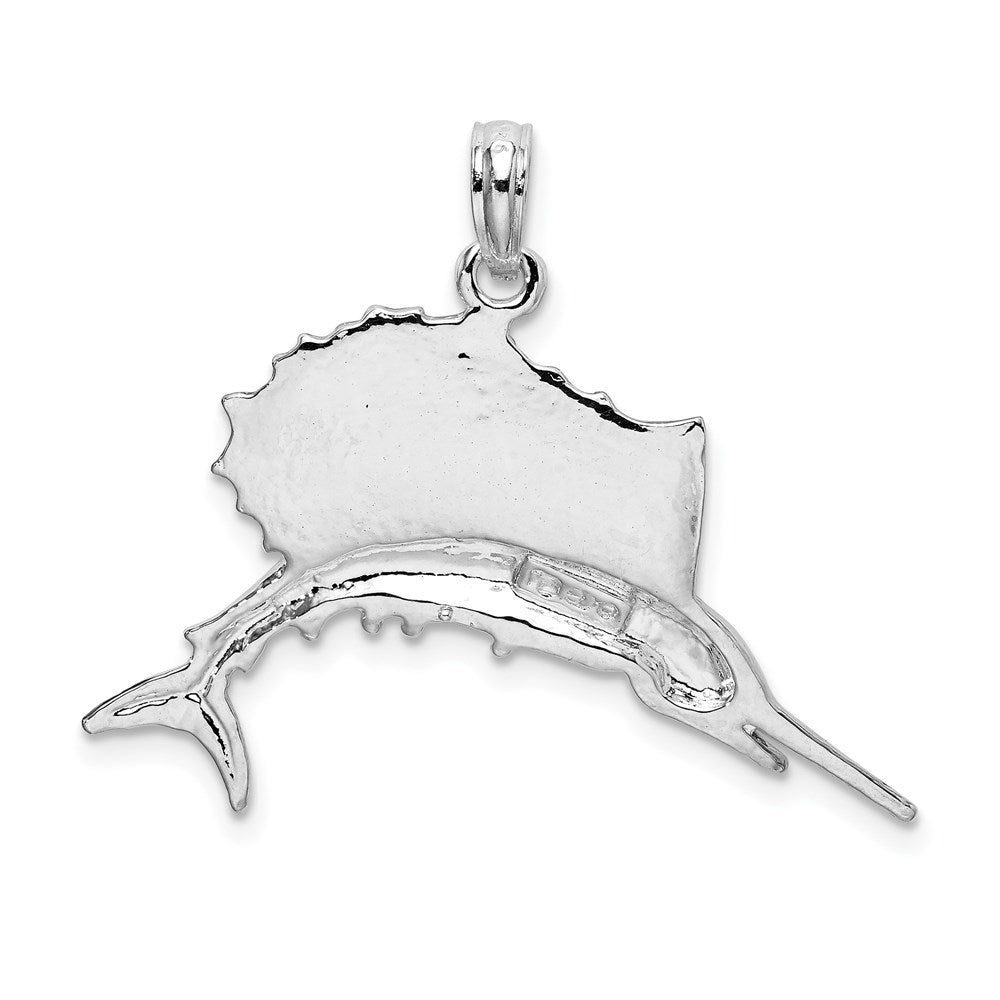 FJC Finejewelers 925 Sterling Silver Rhodium Plated Polished Sailfish Charm 28 x 31 mm