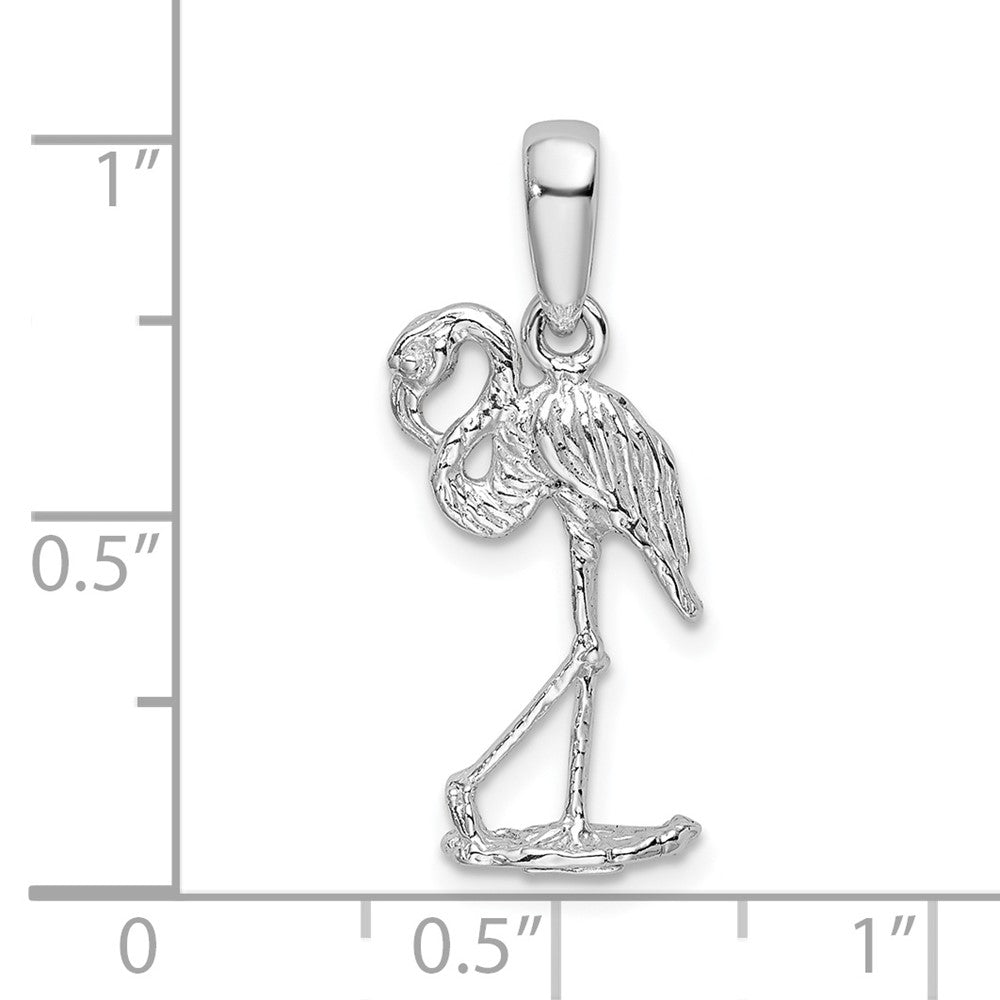 FJC Finejewelers 925 Sterling Silver Rhodium Plated Polished 3D Flamingo Charm 10 mm