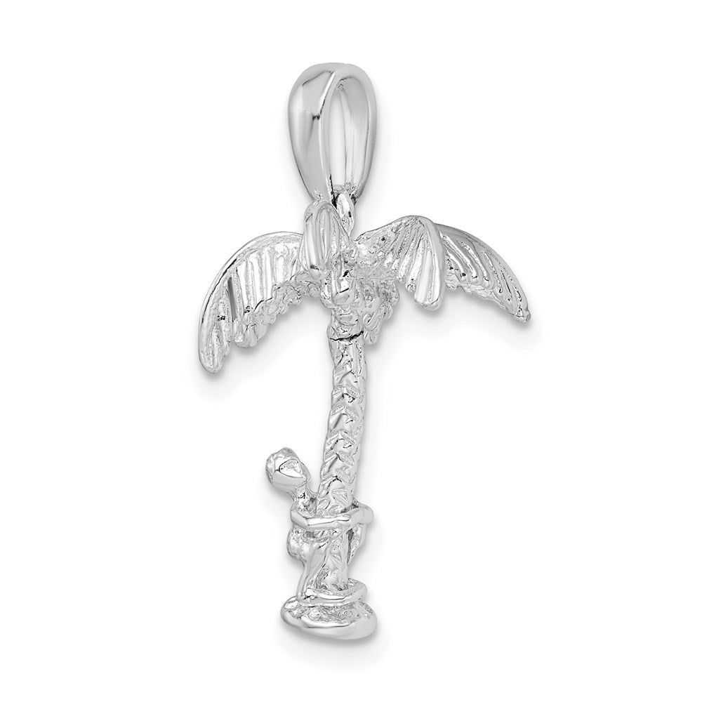 FJC Finejewelers 925 Sterling Silver Rhodium Plated 3D Palm Tree with Moving Climber Charm 27 x 15 mm