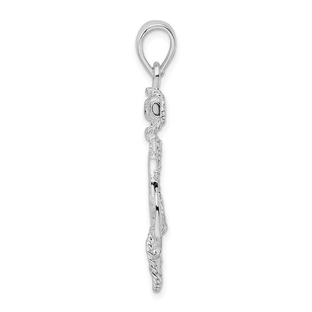 FJC Finejewelers 925 Sterling Silver Rhodium Plated Polished Anchor with Ships Wheel Charm 37 x 22 mm