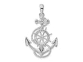 FJC Finejewelers 925 Sterling Silver Rhodium Plated Polished Anchor with Ships Wheel Charm 37 x 22 mm
