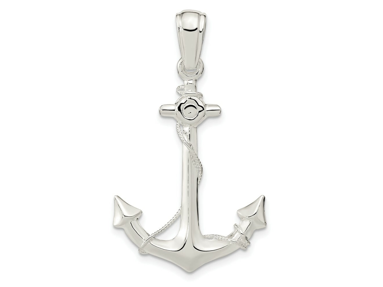 FJC Finejewelers 925 Sterling Silver Rhodium Plated Polished 3D Anchor with Rope Charm 39 x 23 mm
