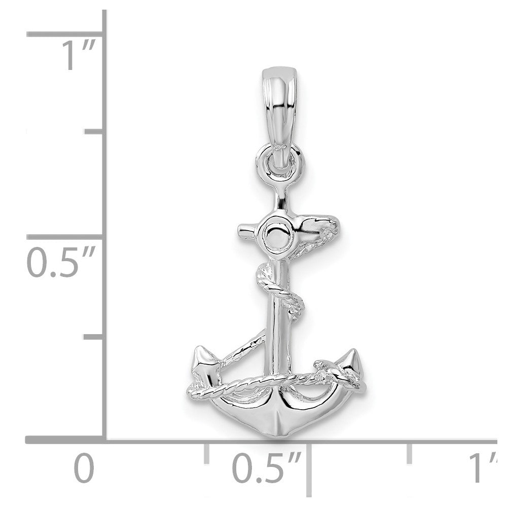 FJC Finejewelers 925 Sterling Silver Rhodium Plated Polished 3D Anchor with Rope Charm 23 x 11 mm