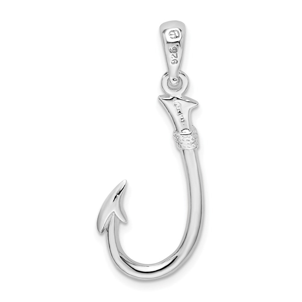 FJC Finejewelers 925 Sterling Silver Rhodium Plated Polished 3D Fish Hook Charm 31 x 13 mm