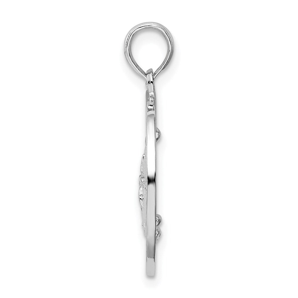 FJC Finejewelers 925 Sterling Silver Rhodium Plated Textured Turks Caicos Sand Dollar Charm 25 x 18 mm
