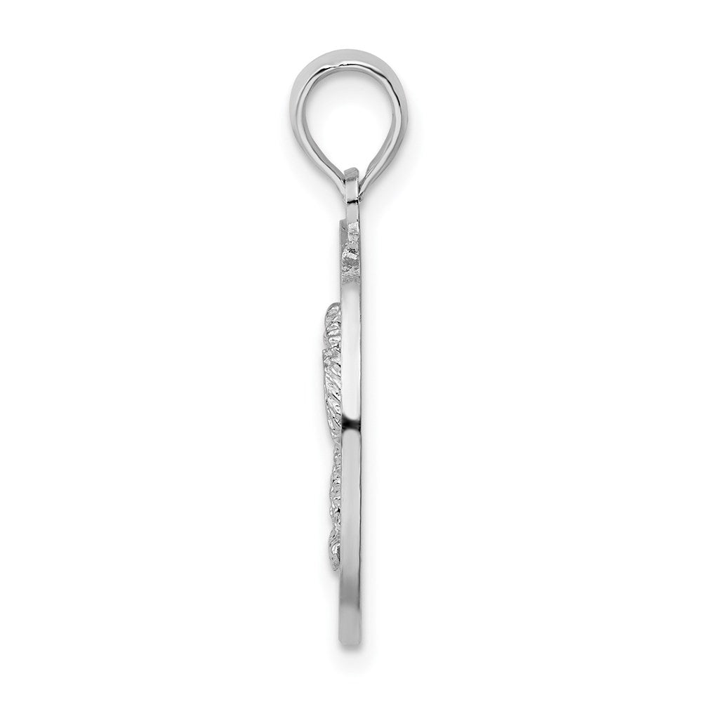FJC Finejewelers 925 Sterling Silver Rhodium Plated Textured Turks Caicos Palm Tree Charm 25 x 17 mm