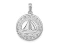 FJC Finejewelers 925 Sterling Silver Rhodium Plated Textured Turks Caicos with Sailboat Charm 25 x 17 mm