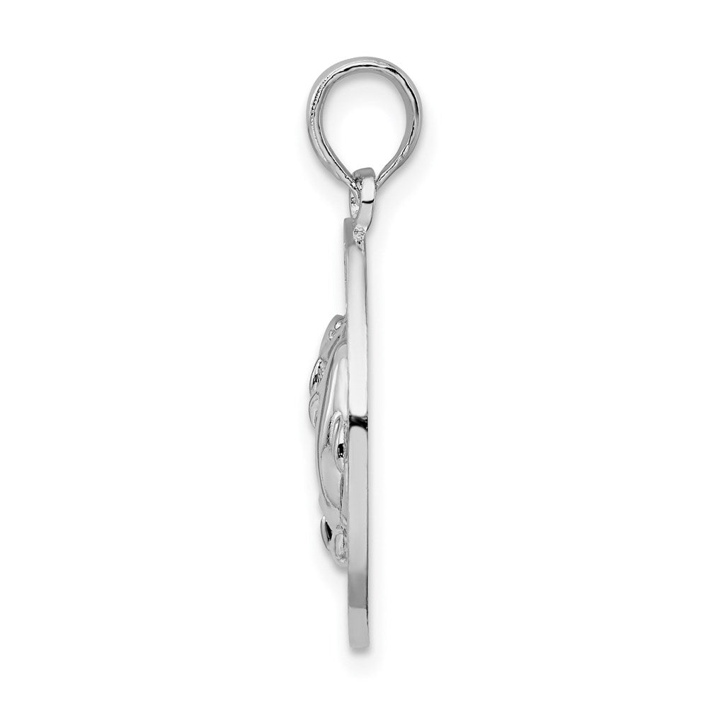 FJC Finejewelers 925 Sterling Silver Rhodium Plated Textured Turks Caicos Dolphins Charm 25 x 17 mm