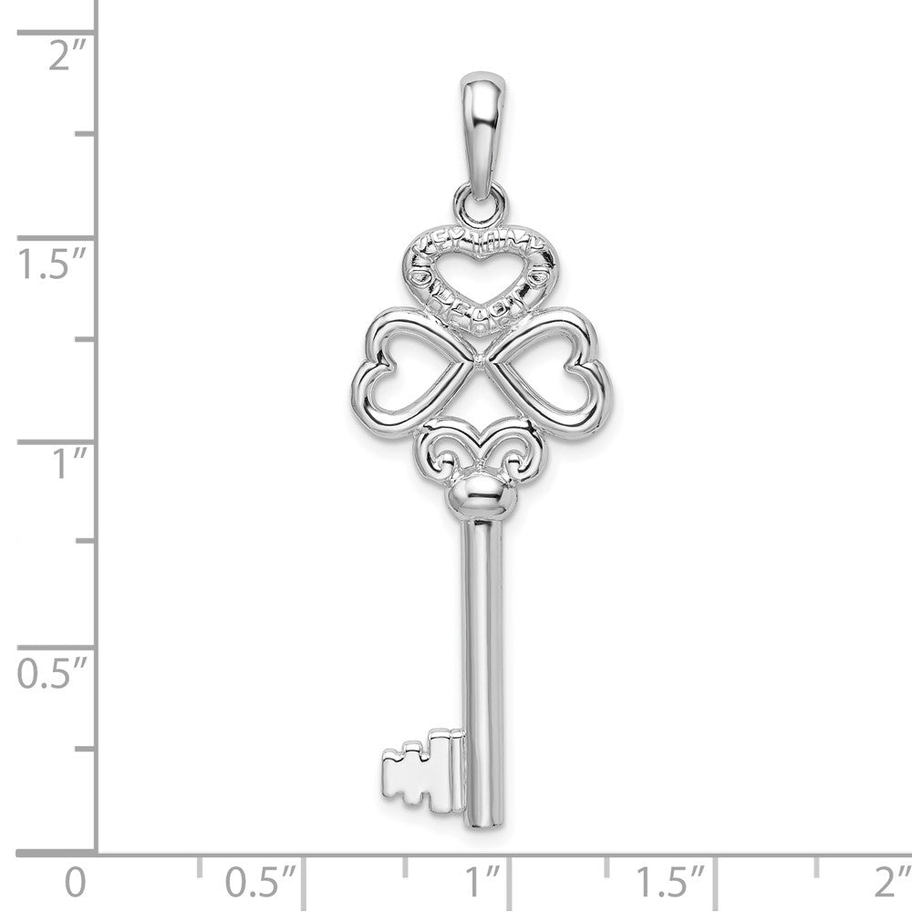 FJC Finejewelers 925 Sterling Silver 3D KEY TO MY HEART Heart Top Key Charm 39 mm