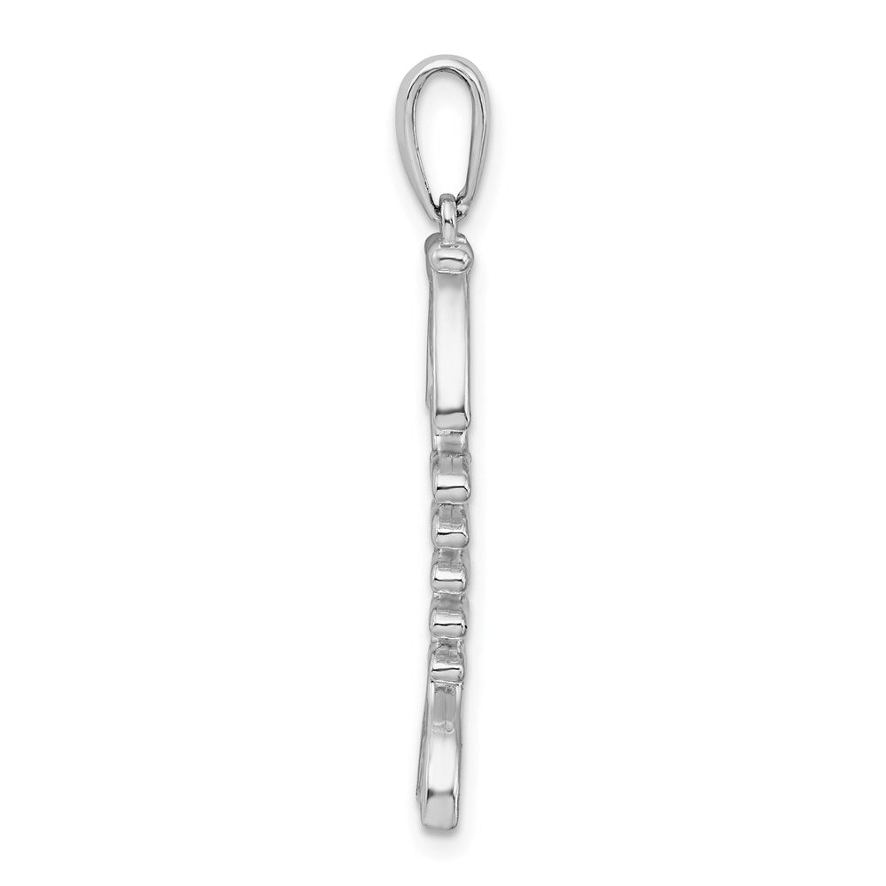FJC Finejewelers 925 Sterling Silver Rhodium Plated Polished/Textured 3D Fishbone Charm 34 x 9 mm