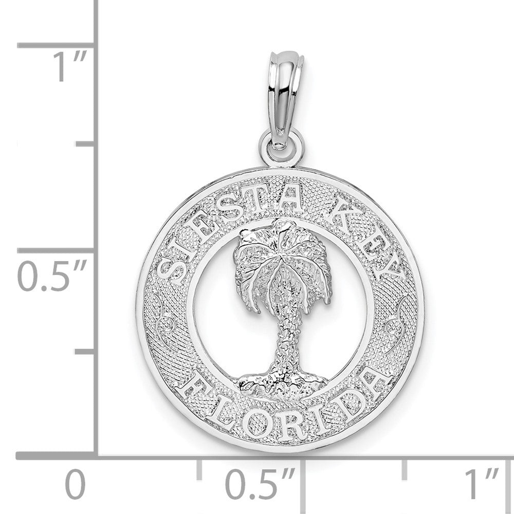 FJC Finejewelers 925 Sterling Silver Textured Siesta Key,FL with Palm Tree Charm 25 x 18 mm