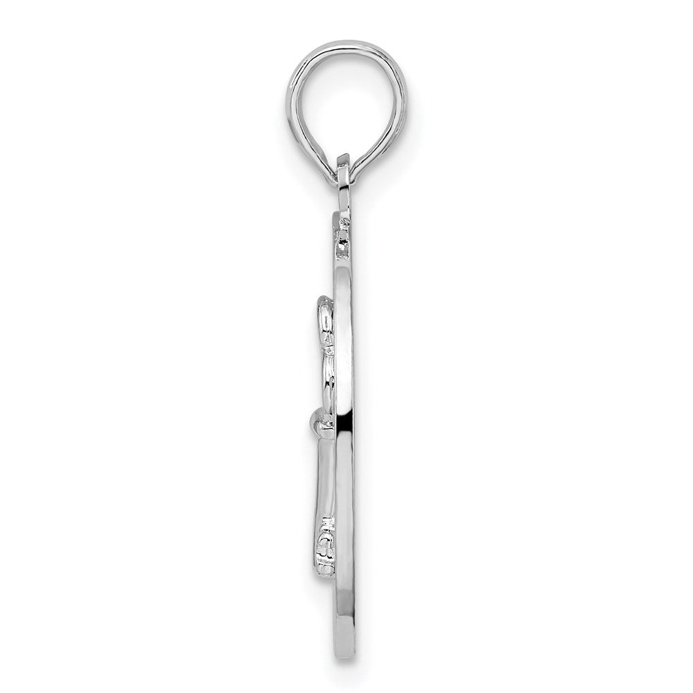 FJC Finejewelers 925 Sterling Silver Rhodium Plated Textured Siesta Key,FL with Key Charm 25 x 18 mm