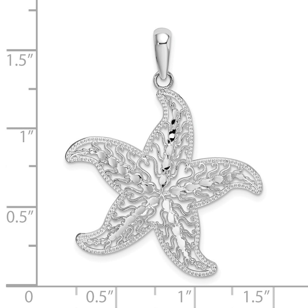 FJC Finejewelers 925 Sterling Silver Polished Filigree Starfish Charm 29 x 31 mm