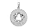 FJC Finejewelers 925 Sterling Silver Rhodium Plated Textured Key West with Dolphins Charm 26 x 18 mm