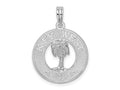 FJC Finejewelers 925 Sterling Silver Rhodium Plated Textured Key West with Palm Tree Charm 26 x 18 mm