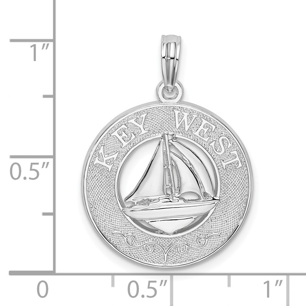 FJC Finejewelers 925 Sterling Silver Rhodium Plated Textured Key West with Sailboat Charm 26 x 18 mm