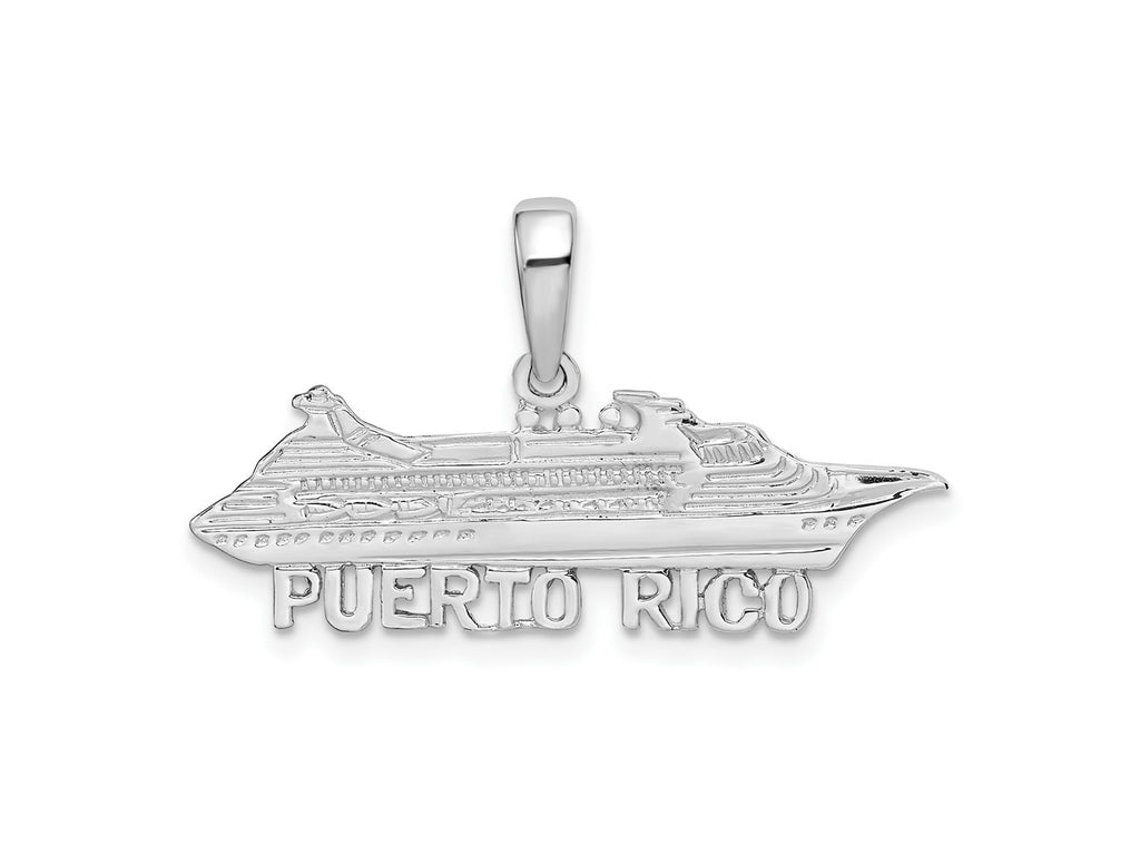 FJC Finejewelers 925 Sterling Silver Rhodium Plated Polished Puerto Rico Cruise Ship Charm 17 x 30 mm