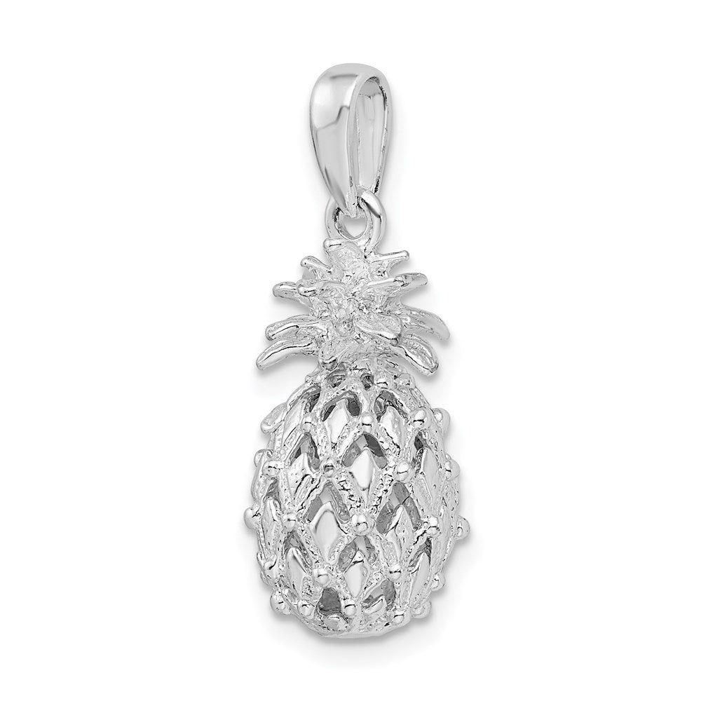 FJC Finejewelers 925 Sterling Silver Rhodium Plated Polish 3D Cut-out Med Pineapple Charm 27 x 10 mm