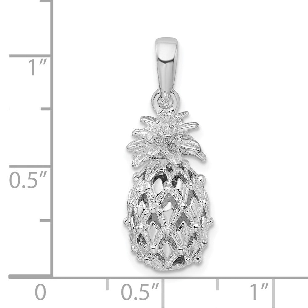 FJC Finejewelers 925 Sterling Silver Rhodium Plated Polish 3D Cut-out Med Pineapple Charm 27 x 10 mm