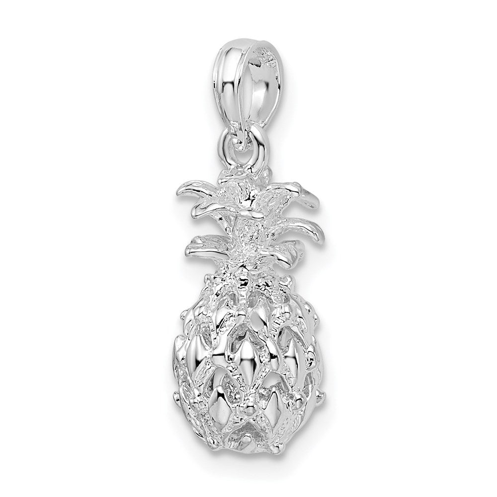FJC Finejewelers 925 Sterling Silver Rhodium Plated Polish 3D Cut-out Sm Pineapple Charm 23 x 8 mm