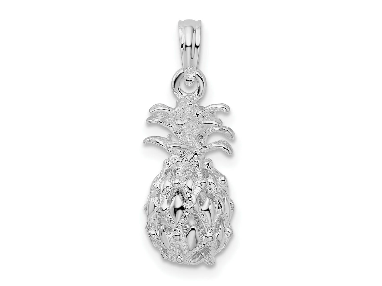 FJC Finejewelers 925 Sterling Silver Rhodium Plated Polish 3D Cut-out Sm Pineapple Charm 23 x 8 mm