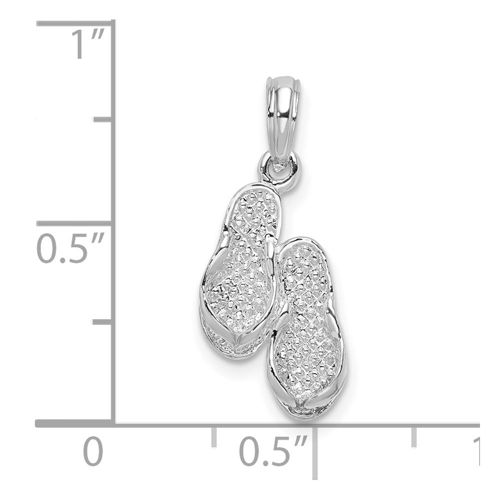 FJC Finejewelers 925 Sterling Silver Rhodium Plated Polished 3D Flip-flops Charm 22 x 9 mm