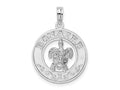 FJC Finejewelers 925 Sterling Silver Rhodium Plated Polished Bonaire Circle with Turtle Charm 24 x 17 mm